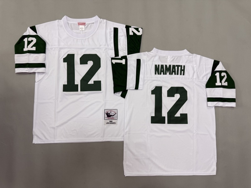 Men 2025 New York Jets #12 Namath white Throwback Limited NFL Jersey style 001